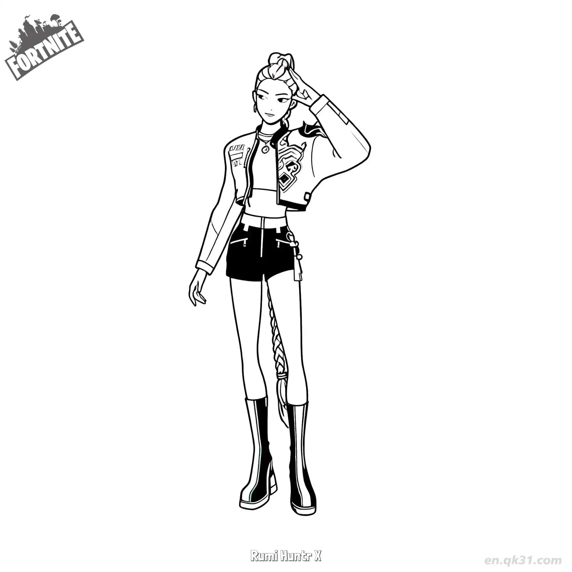 免费 露米·猎人X 1简笔画 素描 涂鸦 - 免费可打印堡垒之夜 下载PDF 简笔画涂色页